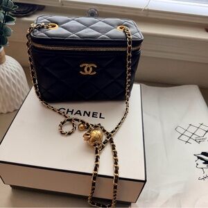 New with box  Quilted Black Mini Bag with Gold Chain